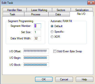 File I/O Tab - Edit task