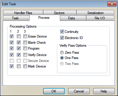 Process tab on Edit dialog
