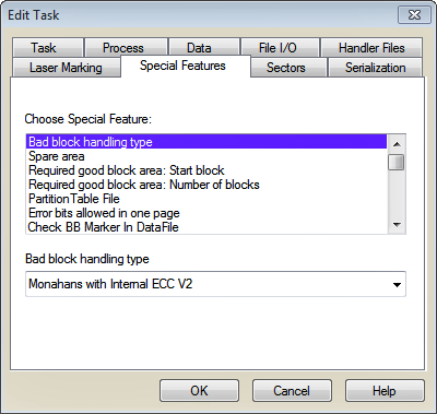 NAND Special Features tab